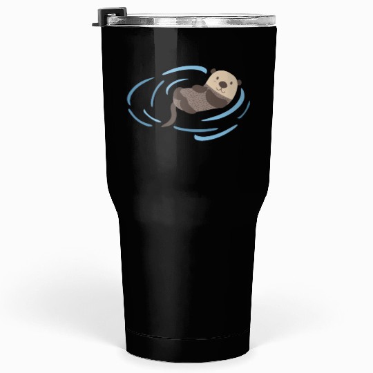 Sea Otter In Water Cute Lutra Animal Lover Funny Tumblers 30 Oz