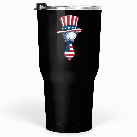 Patriotic Golf Ball with Stars and Stripes Hat Tumblers 30 Oz