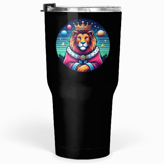 An lion wearing a crown and royal robes Tumblers 30 Oz
