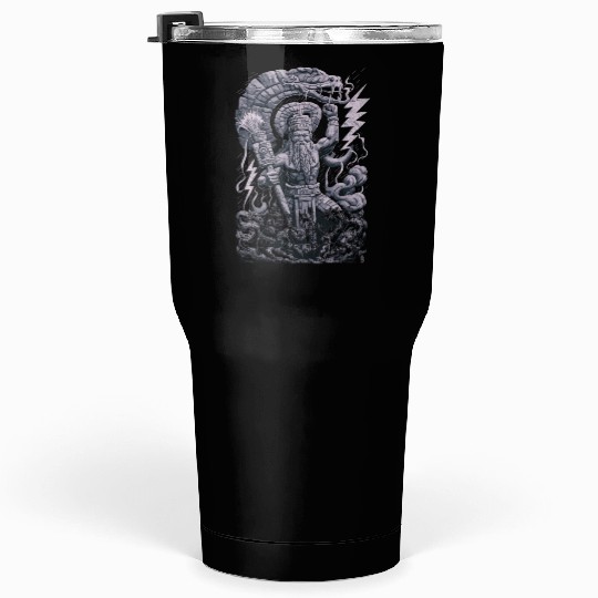 Maya God Mayan Mythology Chaac with Lightning and Tumblers 30 Oz