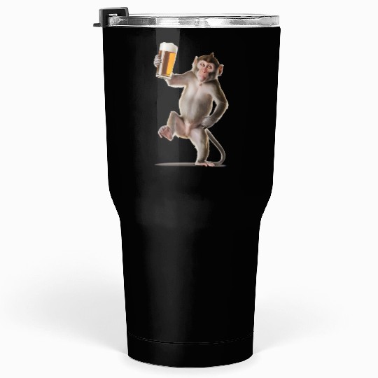 Monkey Drinking Beer Realistic Tumblers 30 Oz