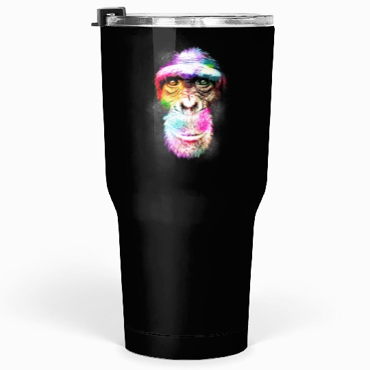Colorful Retro Realistic Monkey Face Funny Graphic Tumblers 30 Oz