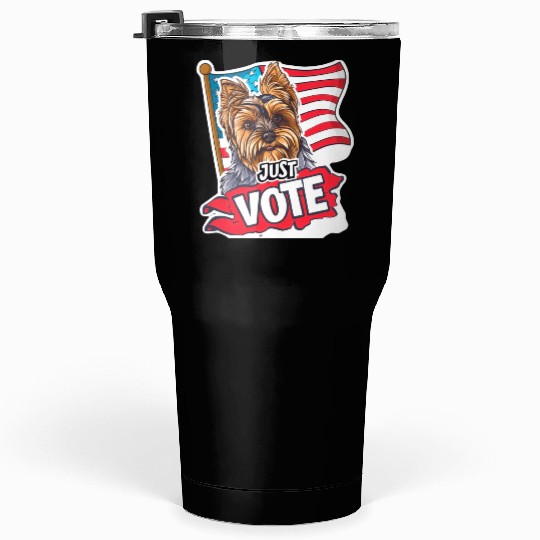 Unique American Flag Election 2024 Yorkie Gifts Tumblers 30 Oz