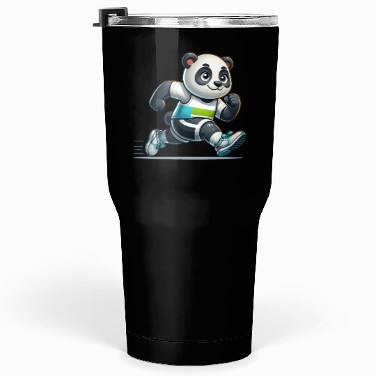 Cute Marathon Runner Panda Tumblers 30 Oz