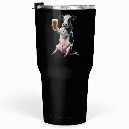 Cow Drinking Beer Realistic Tumblers 30 Oz