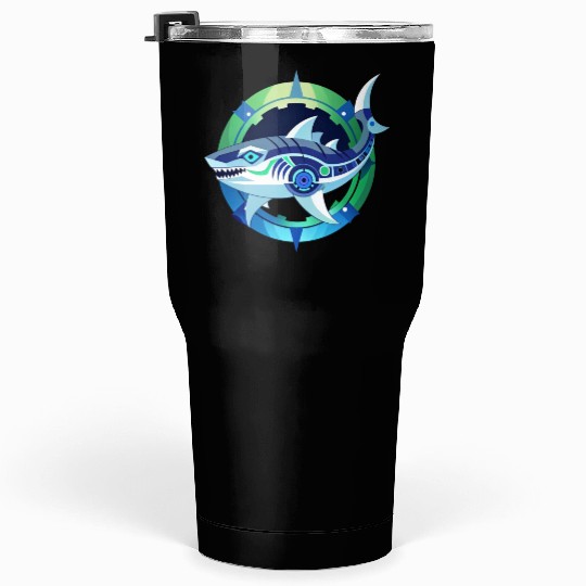 Shark, combines organic and mechanical aesthetics. Tumblers 30 Oz