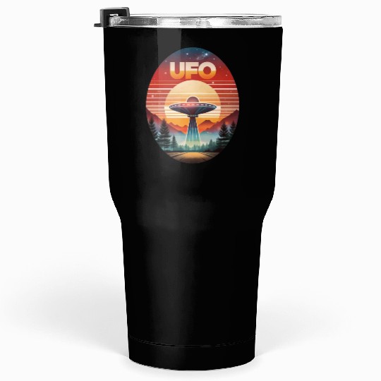 Vintage UFO Sunset Streetwear Style Tumblers 30 Oz
