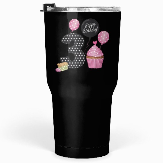 Girl 3rd Birthday Pink Tumblers 30 Oz