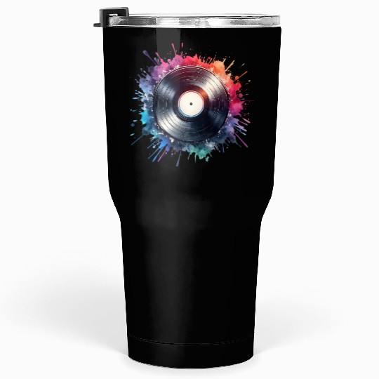 Colorful retro vinyl record Tumblers 30 Oz