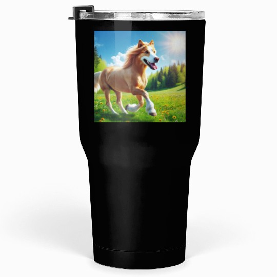 The golden retriever-horse Tumblers 30 Oz