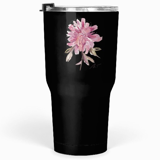 Peony loose watercolor hand-painted Tumblers 30 Oz