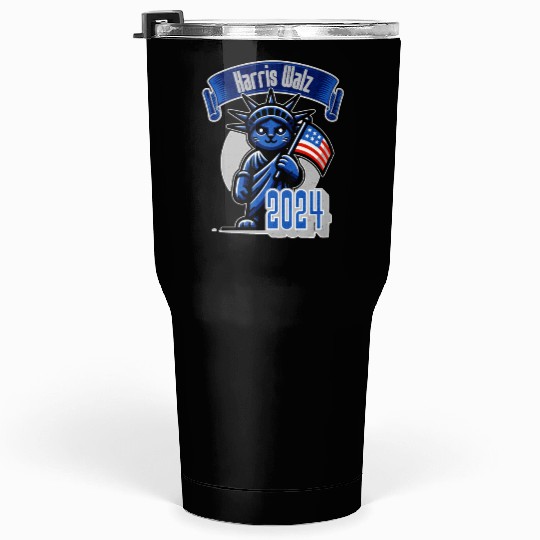 Cat Lady Harris Walz Statue of Liberty 2024 Tumblers 30 Oz