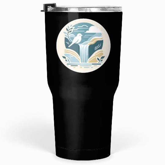Serenity Waterfall and Bird Tumblers 30 Oz