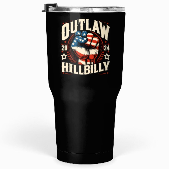 Vintage Retro US Flag Outlaw Hillbilly 2024 Trump Tumblers 30 Oz