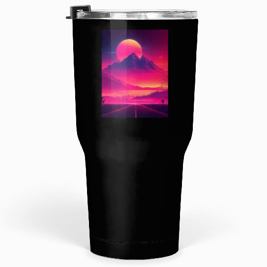 Neon Horizon: A Synthwave Journey Tumblers 30 Oz