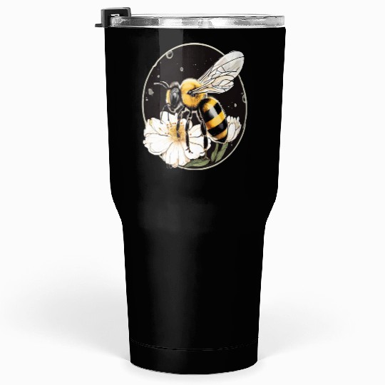 Bumble Bee on a Flower in a Bubble Tumblers 30 Oz