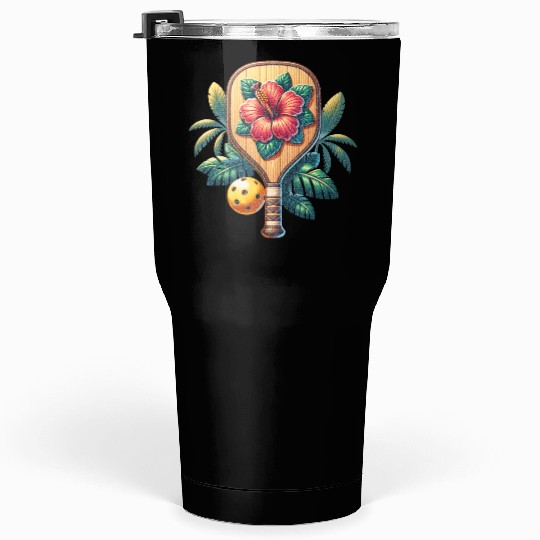 Hibiscus Flower Pickleball Tumblers 30 Oz