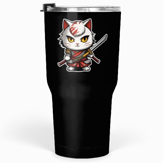 ninja cat with a katana 2 Tumblers 30 Oz