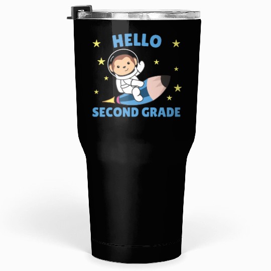Hello Second Grade Monkey Astronaut Universe Tumblers 30 Oz