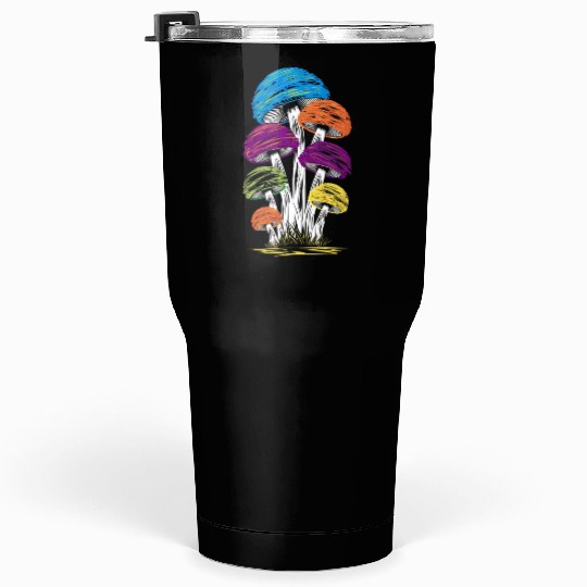 Psychedelic Rainbow Mushrooms Tumblers 30 Oz