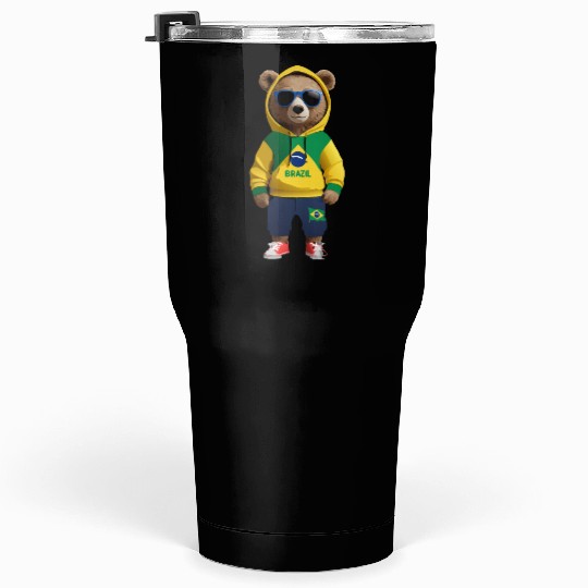 Cool Brazil Bear: The Ultimate Soccer Fan Tumblers 30 Oz