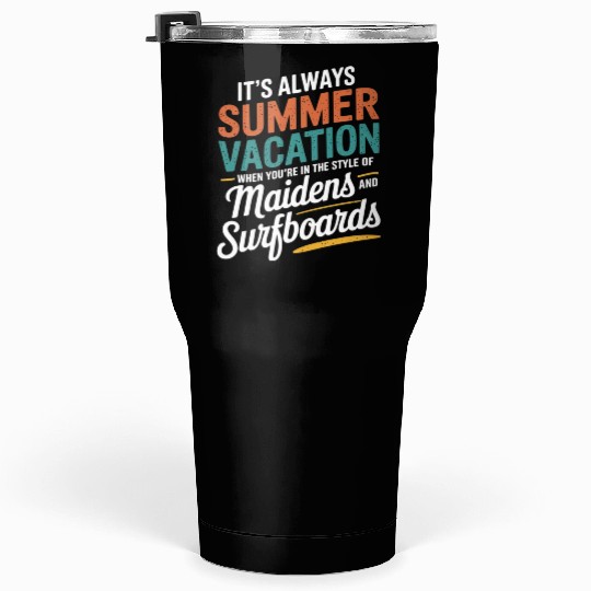 Maidens and Surfboards Vintage Summer Design Tumblers 30 Oz