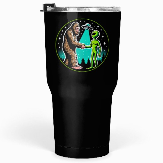 Bigfoot Alien Alliance - Funny Scifi Cryptid Tumblers 30 Oz