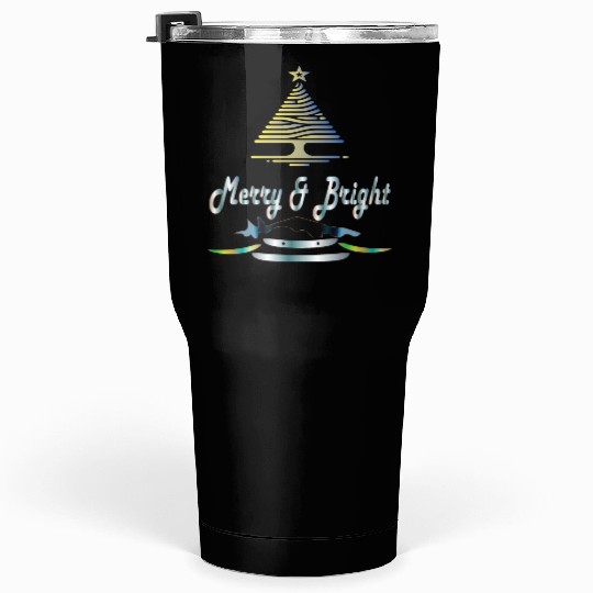 ' Christmas and merry bright 'typography design Tumblers 30 Oz