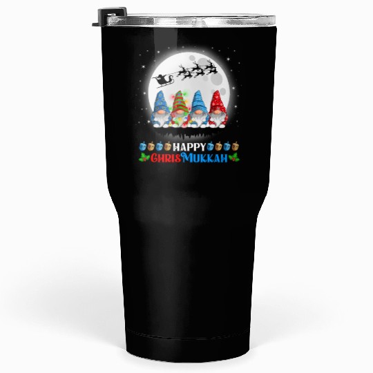 Happy Chrismukkah Gnomes Christmas Hanukkah Tumblers 30 Oz
