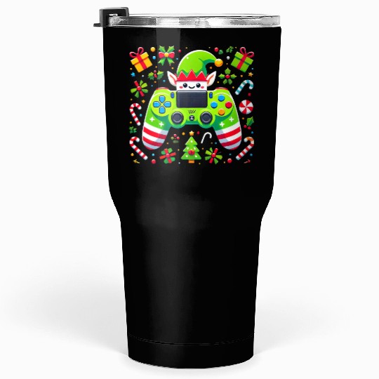 Christmas Elf Themed Gaming Controller Fun Tumblers 30 Oz