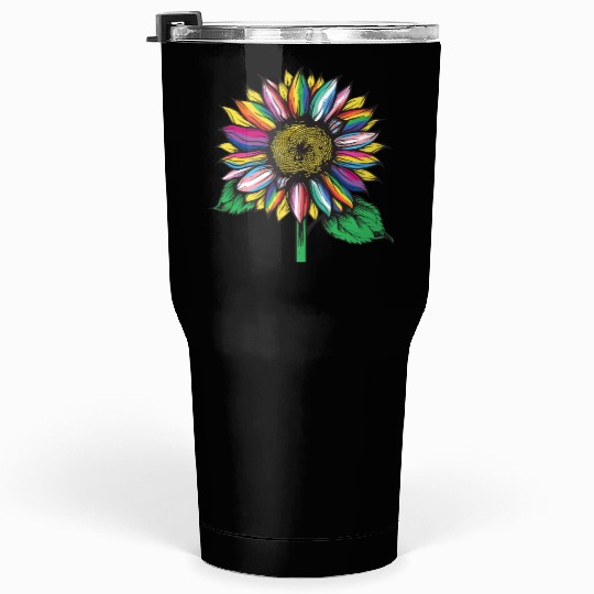 LGBTQ sunflower rainbow flags Diversity Human Righ Tumblers 30 Oz
