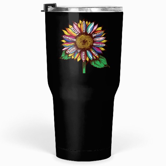 lgbtq sunflower rainbow flags Diversity Human Righ Tumblers 30 Oz