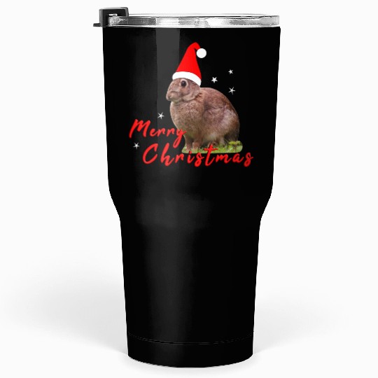Festive Bunny with Santa Hat Tumblers 30 Oz