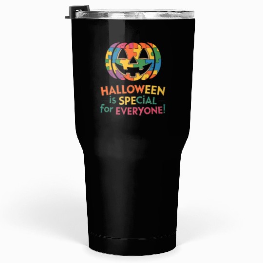 Colorful Puzzle Pumpkin Halloween Design Tumblers 30 Oz
