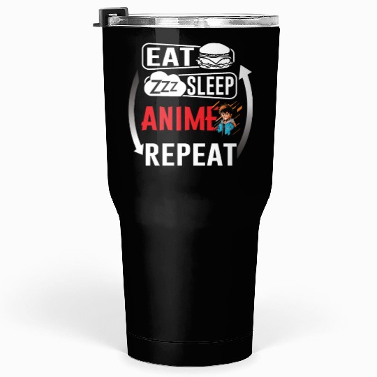 Eat Sleep Anime Repeat Ramen Kawaii Japanese Manga Tumblers 30 Oz