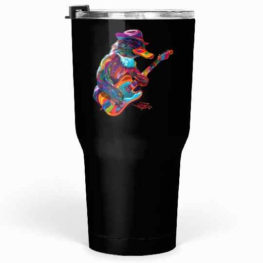 Platypus Mammal Guitar Cowboy Hat Popart Tumblers 30 Oz