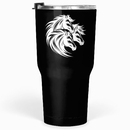Three Horse Heads With Elegant Wild Manes Tumblers 30 Oz