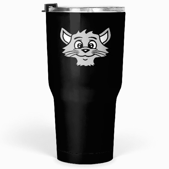 Pretty Cat Looks Happy Cool Lovely Smiling Face Tumblers 30 Oz