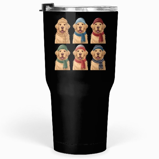 Winter Cute Golden Retriever Tumblers 30 Oz