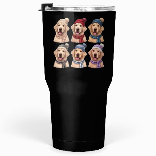 Winter Cute Golden Retriever Christmas Tumblers 30 Oz