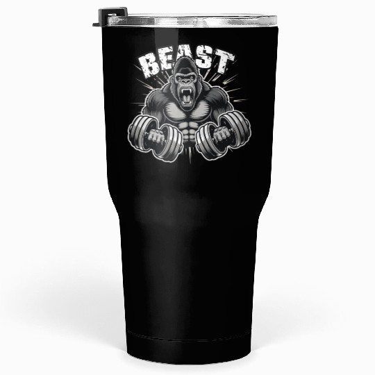 beast Gorille Musclé Body Builder Motivation Gym Tumblers 30 Oz