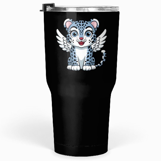 Blue tiger cat with angel wings dreamlike Tumblers 30 Oz