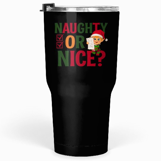 Naughty or Nice Elf Checklist Christmas Fun Tumblers 30 Oz