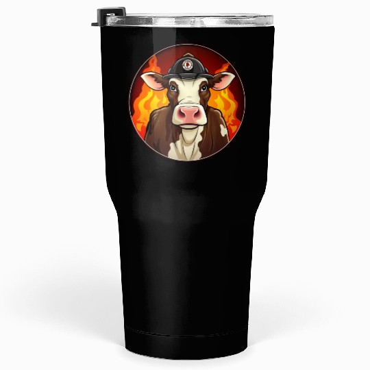 Firefighter cow Tumblers 30 Oz