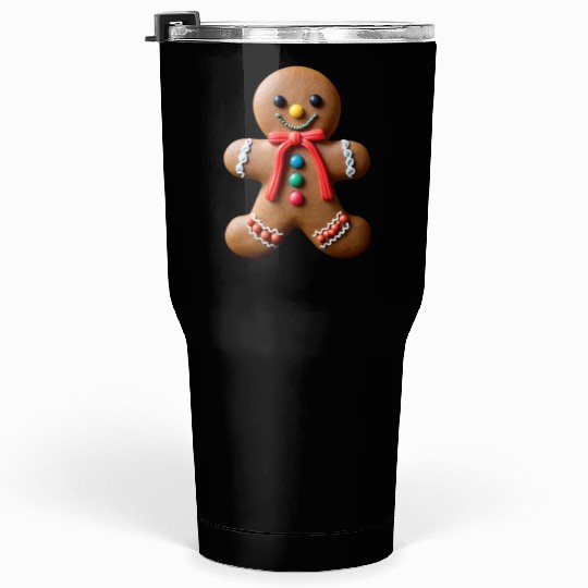 Festive Gingerbread Man Holiday Gift Tumblers 30 Oz