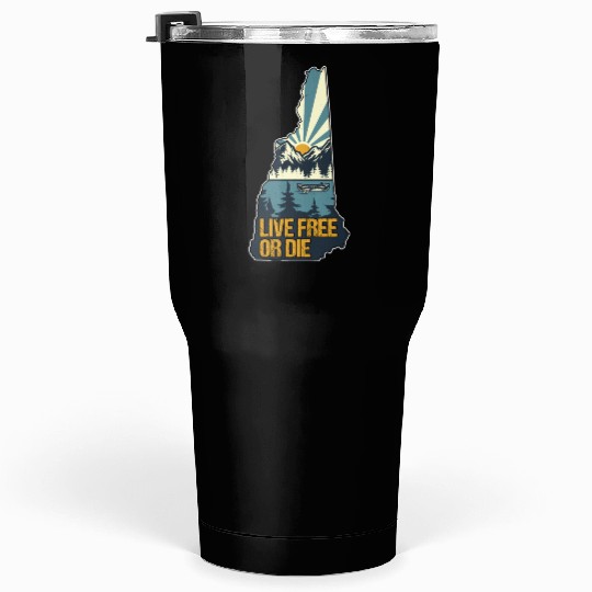 Live Free or Die Retro New Hampshire Nature Tumblers 30 Oz