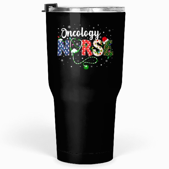Oncology Nurse Xmas Santa Hat Nurse Christmas Tumblers 30 Oz