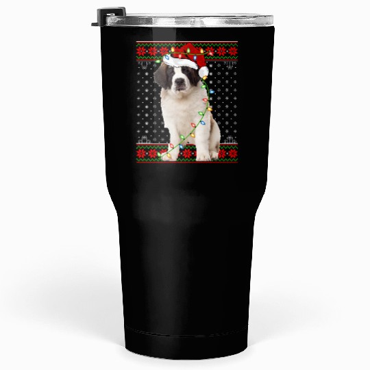 Saint Bernard Dog Ugly Christmas Lights Tumblers 30 Oz