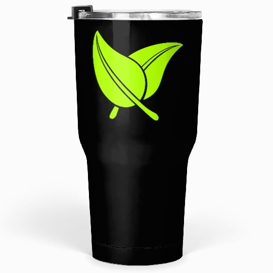 2 Green Beautiful Leaves Eco Spring Summer Nature Tumblers 30 Oz