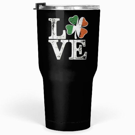 St Patricks Day Love Lucky Irish Shamrock Green Tumblers 30 Oz